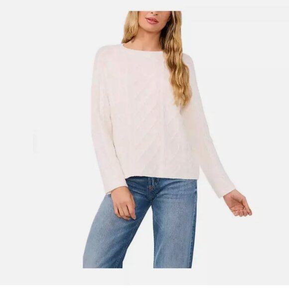 Vince Camuto Women's Warm Cozy Pullover Crew Neck Cable Sweater XXL White - Picture 1 of 4